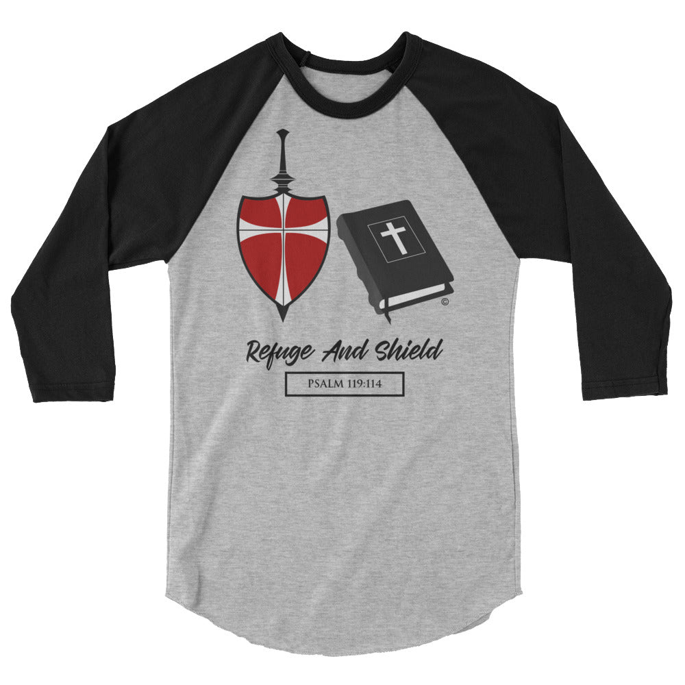 Refuge and Shield Men's 3/4 Sleeve Raglan Shirt