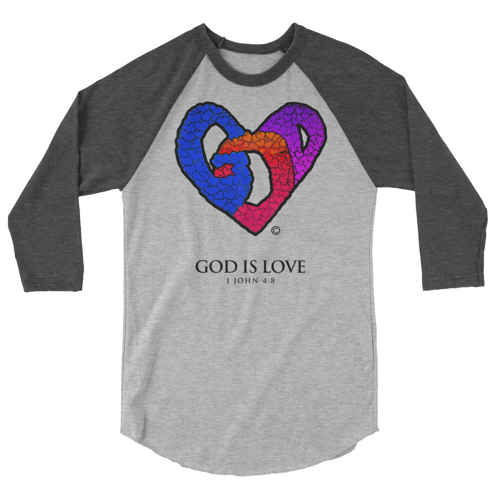 God is Love Men's 3/4 Sleeve Raglan Shirt