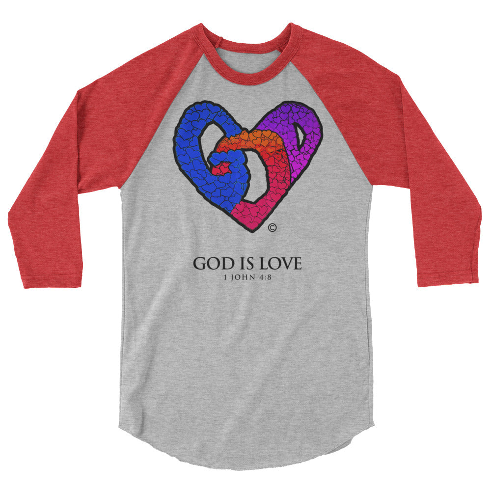 God is Love Men's 3/4 Sleeve Raglan Shirt