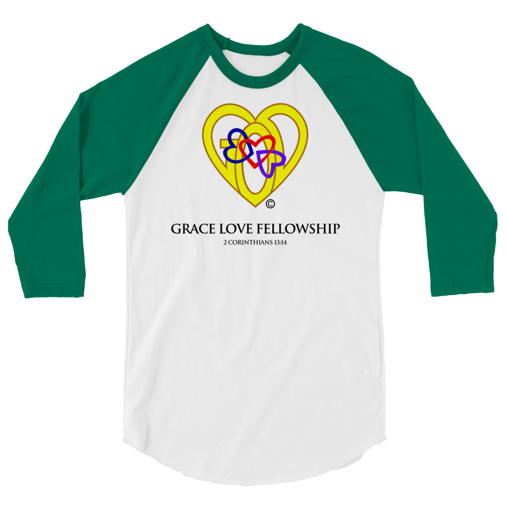 Grace Love Fellowship Men's 3/4 Sleeve Raglan Shirt