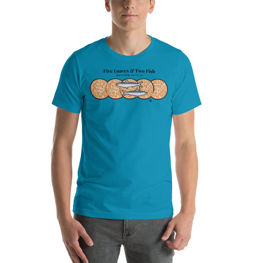 Five Loaves & Two Fish Dark-Colored Short-Sleeve Unisex T-Shirt
