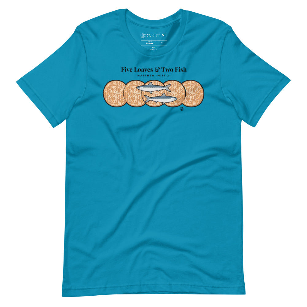 Five Loaves & Two Fish Dark-Colored Short-Sleeve Unisex T-Shirt