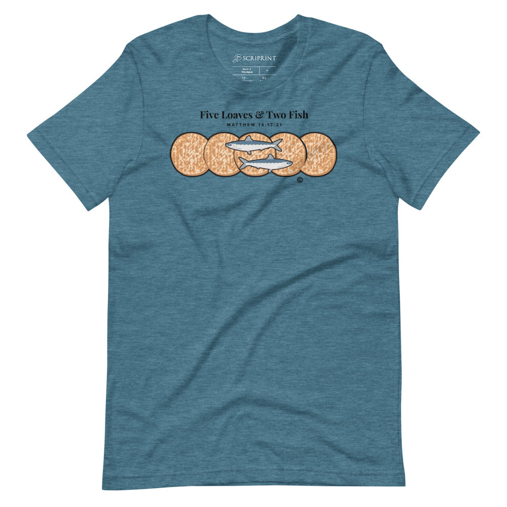Five Loaves & Two Fish Dark-Colored Short-Sleeve Unisex T-Shirt