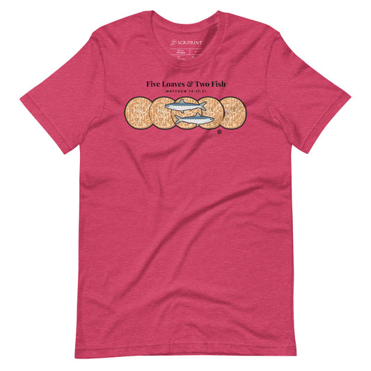 Five Loaves & Two Fish Dark-Colored Short-Sleeve Unisex T-Shirt