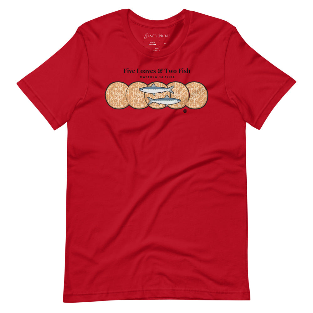 Five Loaves & Two Fish Dark-Colored Short-Sleeve Unisex T-Shirt