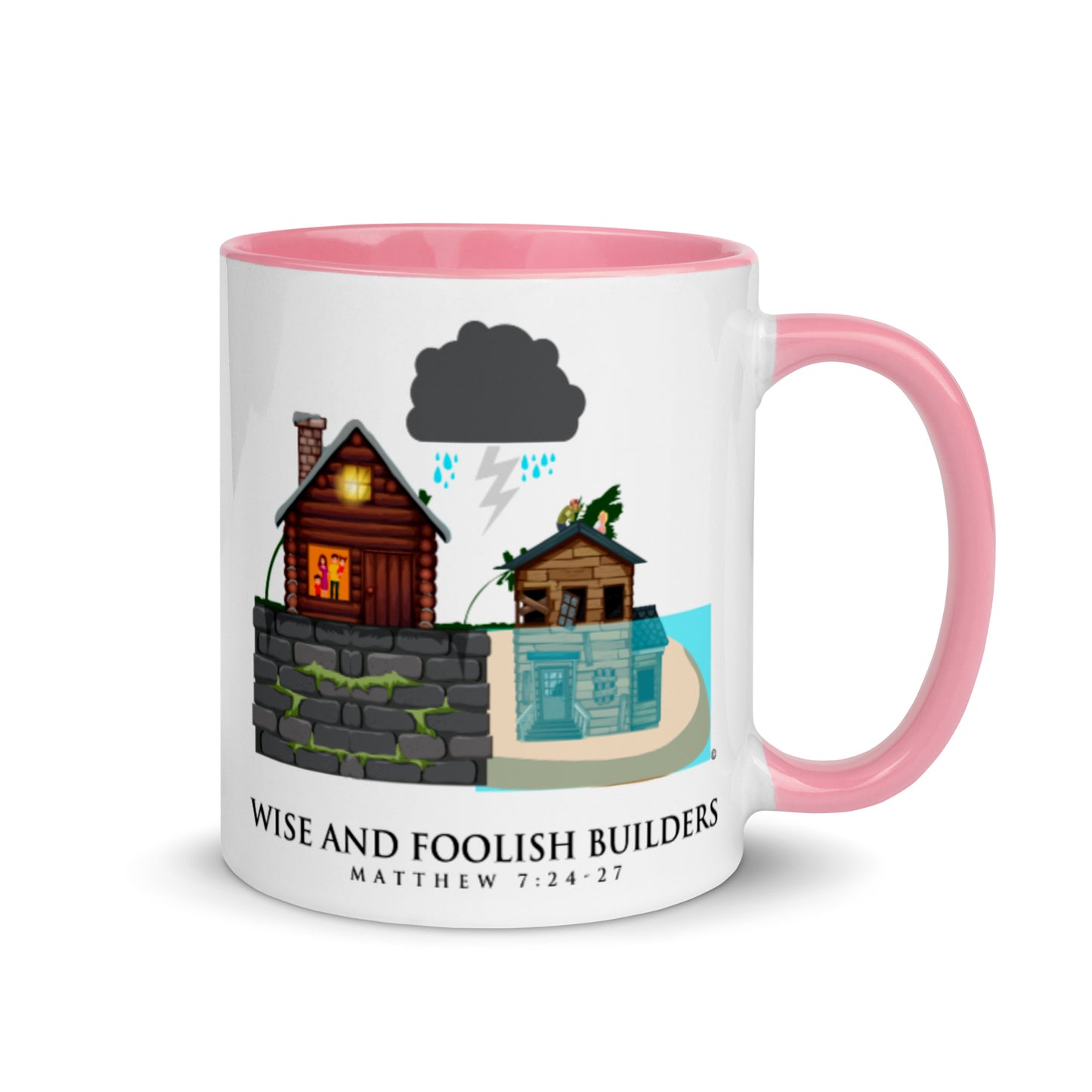 Wise and Foolish Builders Mug with Color Inside