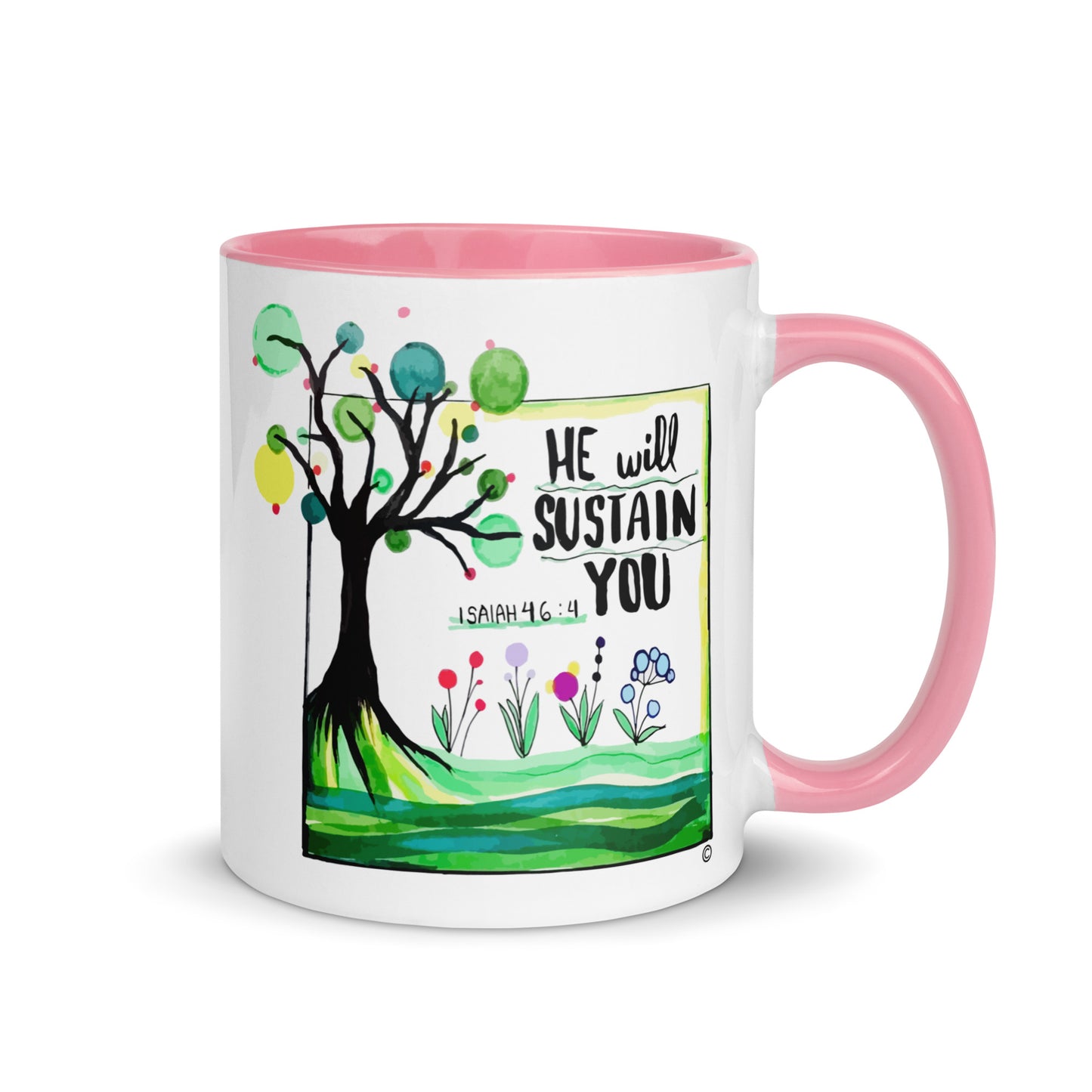 He Will Sustain You Mug with Color Inside
