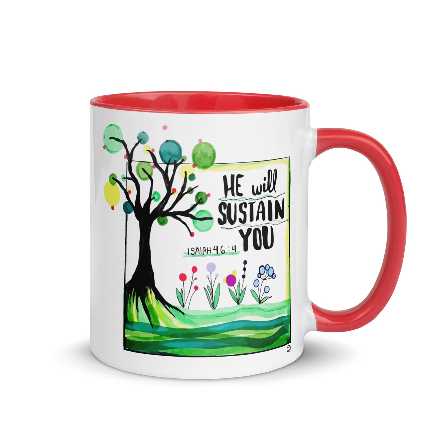 He Will Sustain You Mug with Color Inside