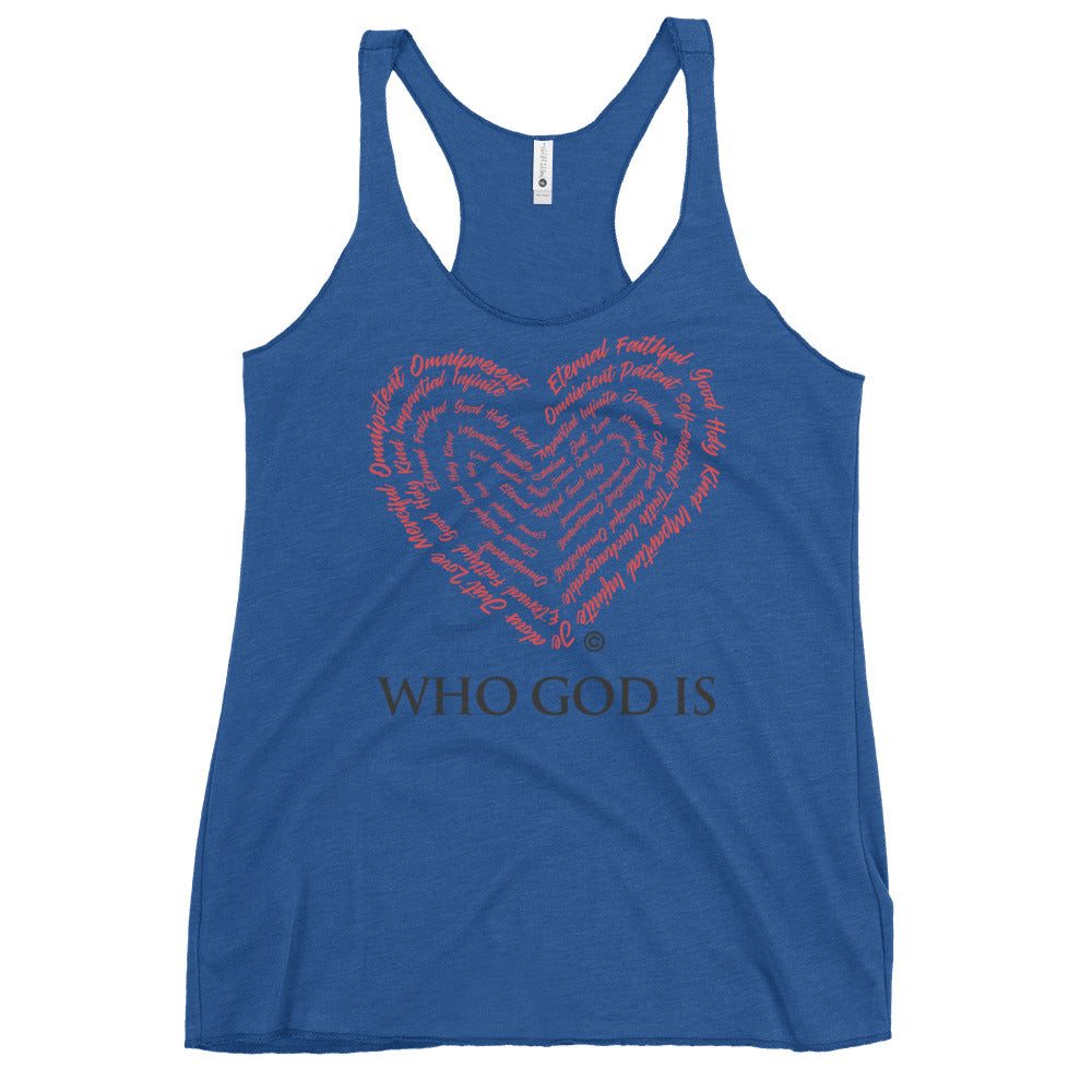 Who God Is Women's Colored Racerback Tank