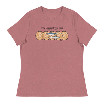 Five Loaves & Two Fish Dark-Colored Women's Relaxed T-Shirt